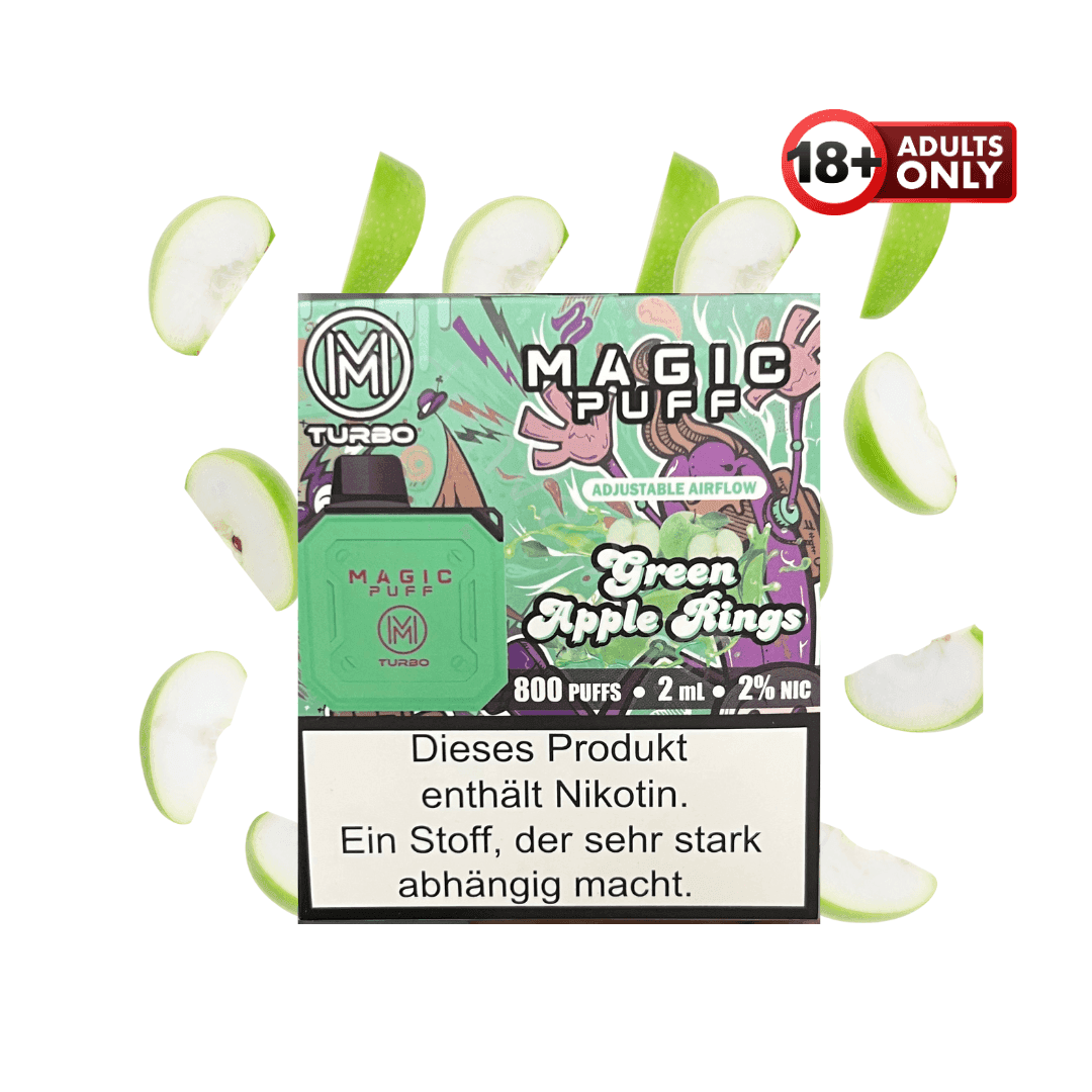 Magic Puff Turbo 800 Green Apple Rings - EdenVape24